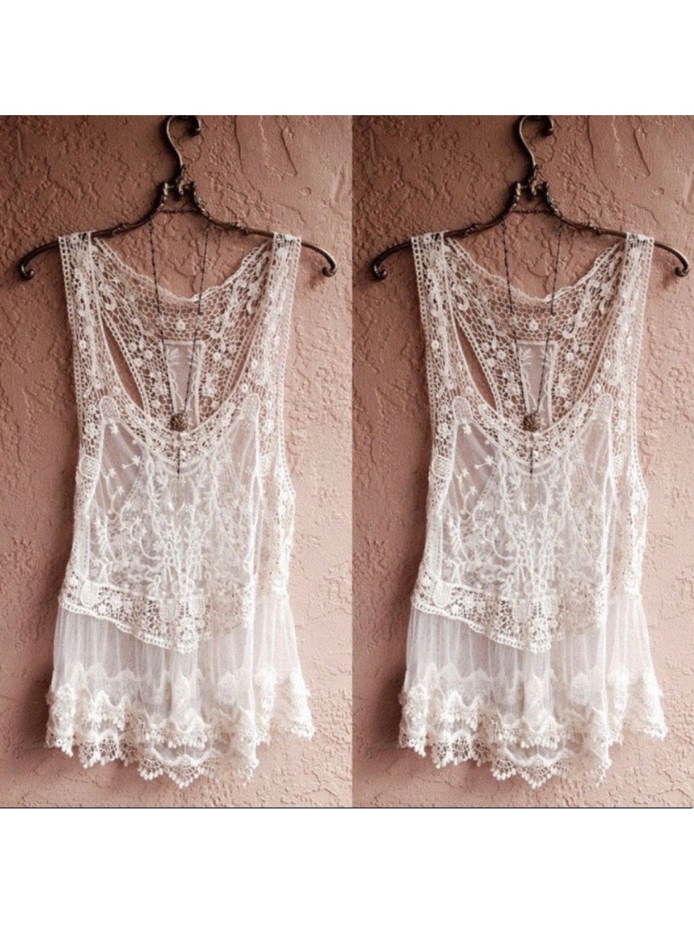 White Lace Top! Flowy Boho! Swim Cover Up! Cowgirl Sexy!